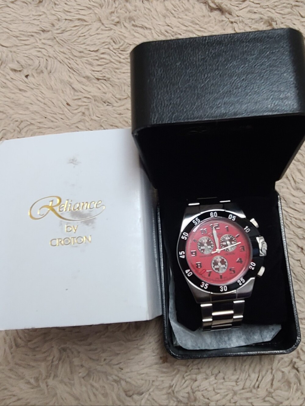Reliance by Croton Stainless Steel Watch with Red Dial, In Original Box